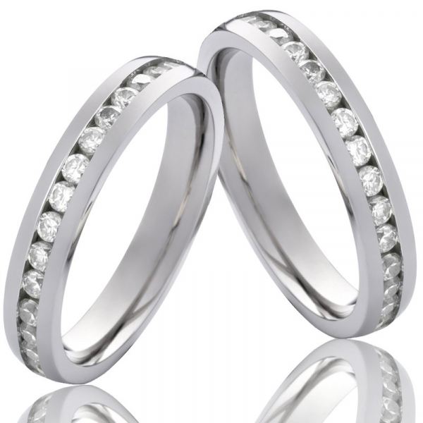 Preview: Edelstahlringe E092 mit Zirkonia und gratis Gravur